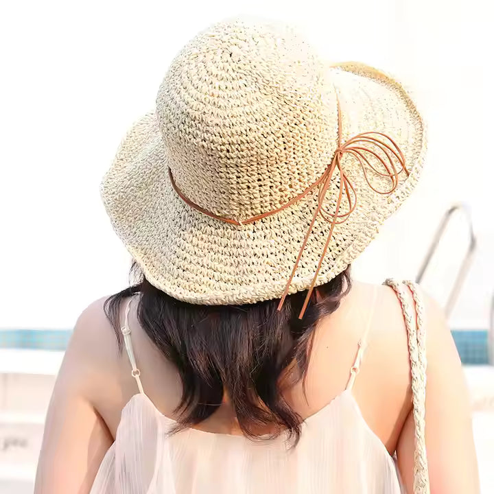 Selina | Chapeau de Plage en Paille Pliable à Larges Bords Pour Femmes