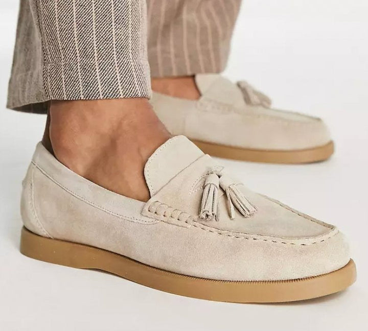 Fendrick | Homme Daim Flâneuses Avec Épaisse Semelle Et Pompon