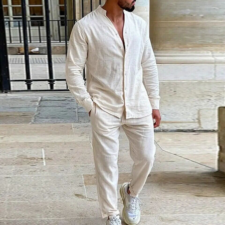 Vellan | Ensemble 2 Pièces Pour Hommes - Chemise à Coupe Décontractée et Pantalon à Jambe Droite