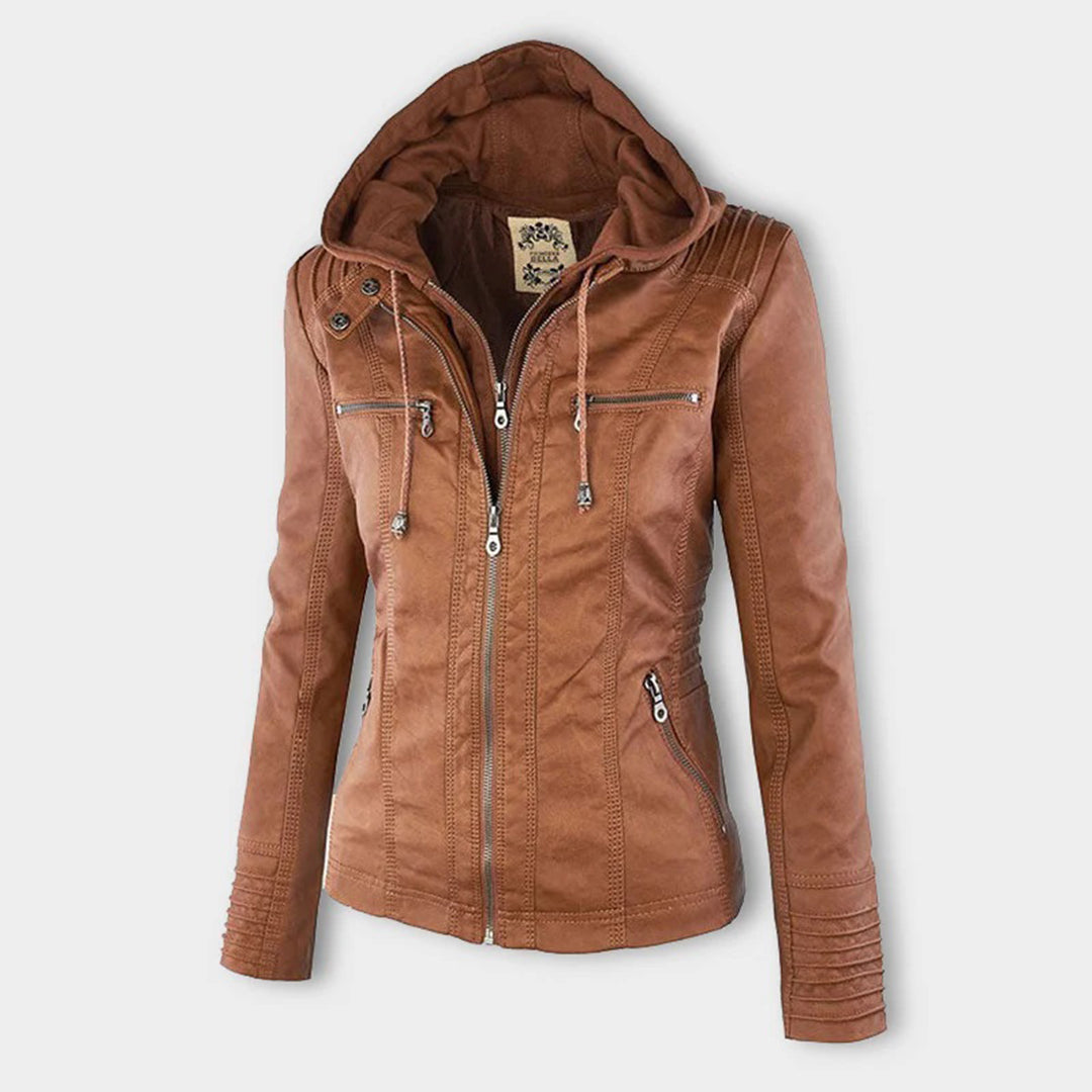 Emery | Femme Veste en Cuir Doublement Doublée avec Capuche