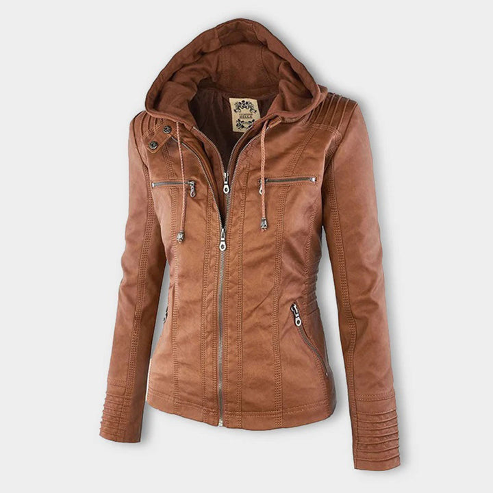 Emery | Femme Veste en Cuir Doublement Doublée avec Capuche