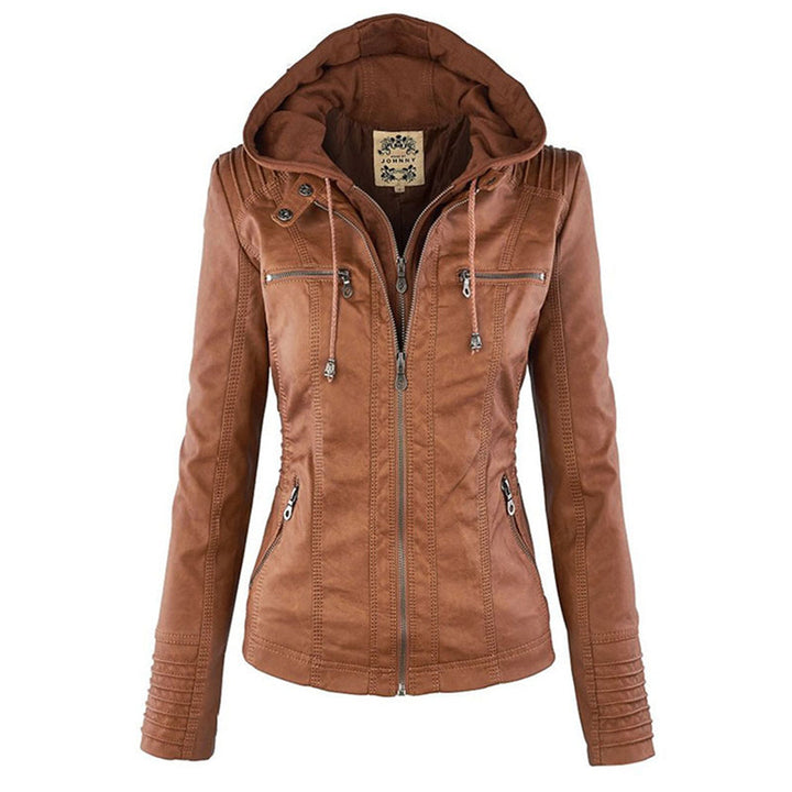 Emery | Femme Veste en Cuir Doublement Doublée avec Capuche