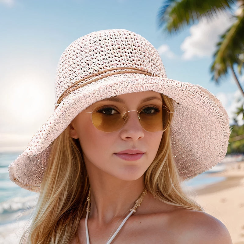 Selina | Chapeau de Plage en Paille Pliable à Larges Bords Pour Femmes