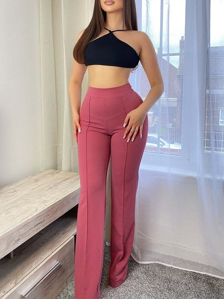 Halina | Pantalon évasé élégant à taille haute pour femmes