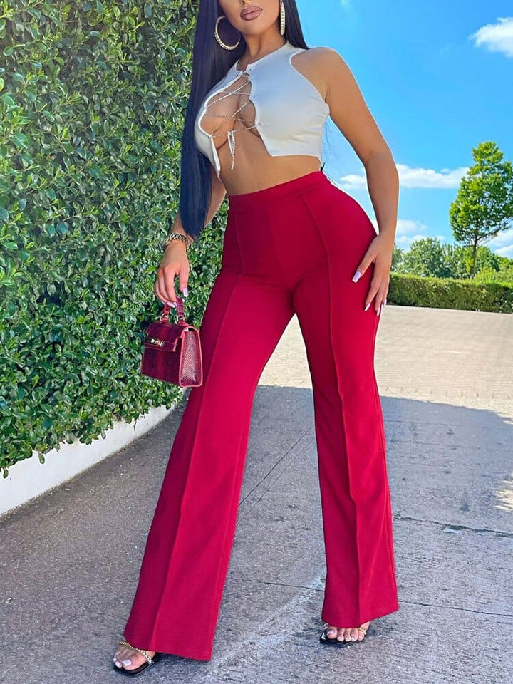 Halina | Pantalon évasé élégant à taille haute pour femmes