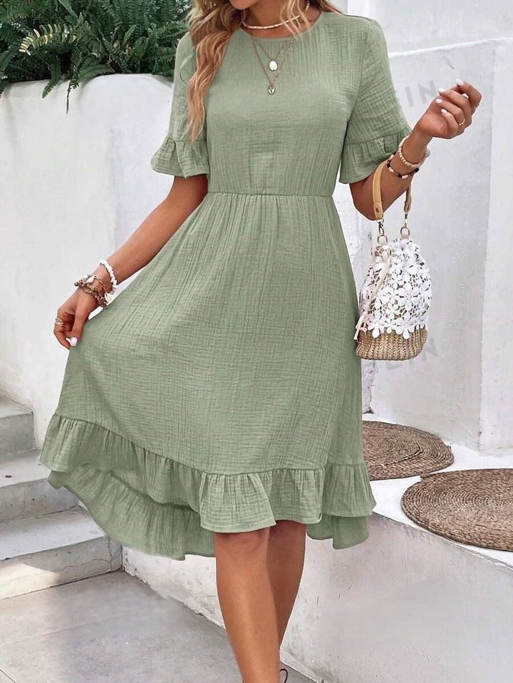 Brinley | Robe Midi à Manches Courtes Pour Femmes
