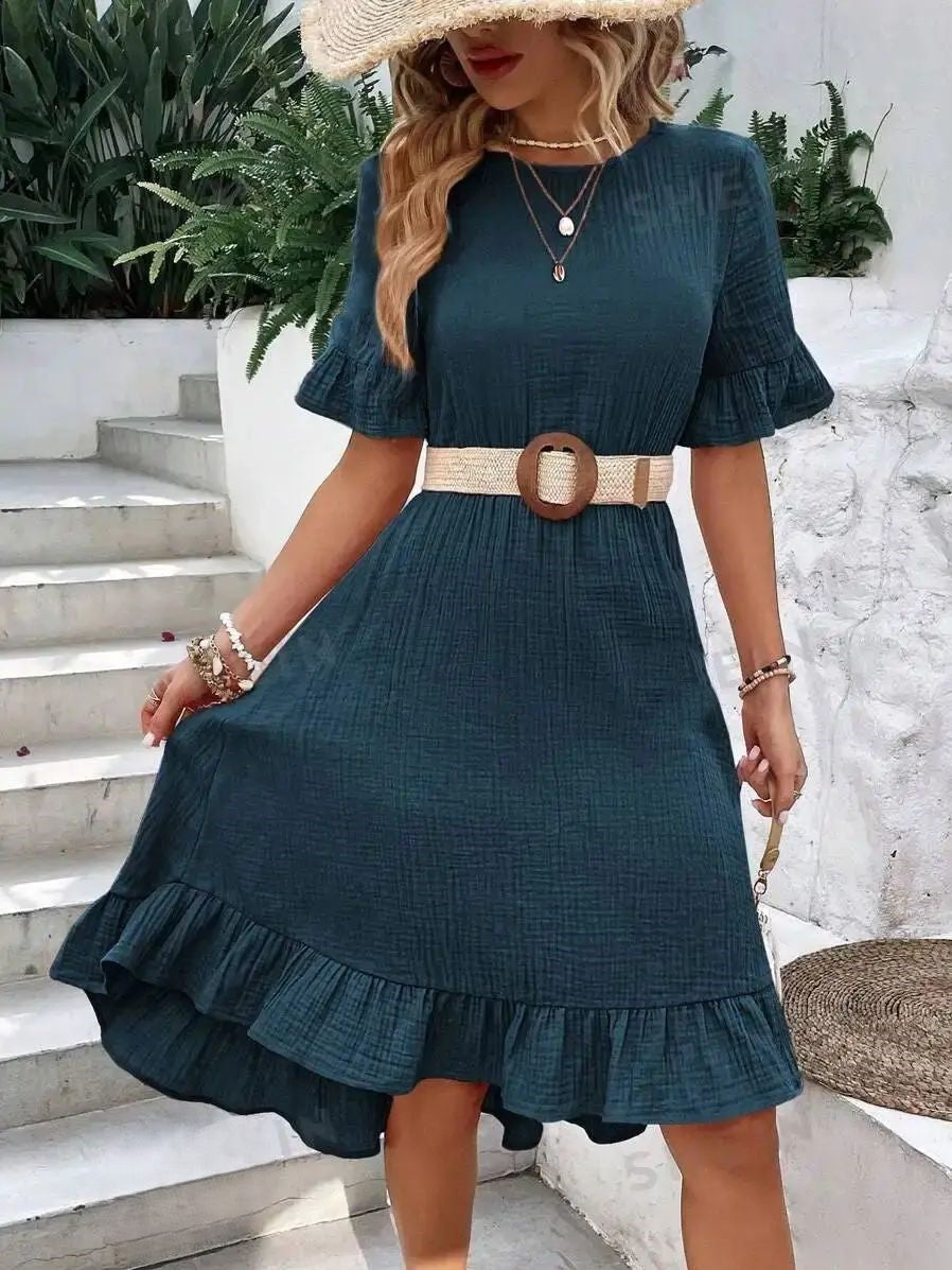 Brinley | Robe Midi à Manches Courtes Pour Femmes