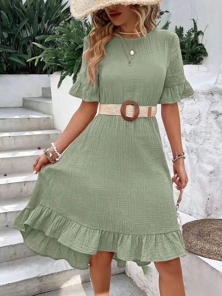 Brinley | Robe Midi à Manches Courtes Pour Femmes