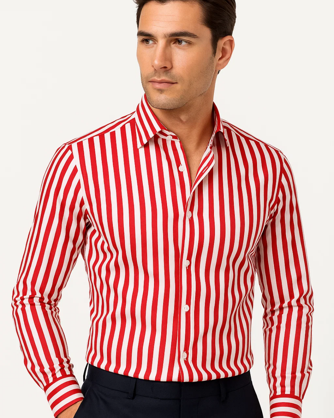 Tovan | Chemise Classique à Col Rayé et à Manches Longues Pour Hommes