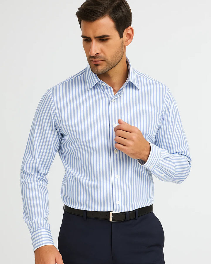 Tovan | Chemise Classique à Col Rayé et à Manches Longues Pour Hommes