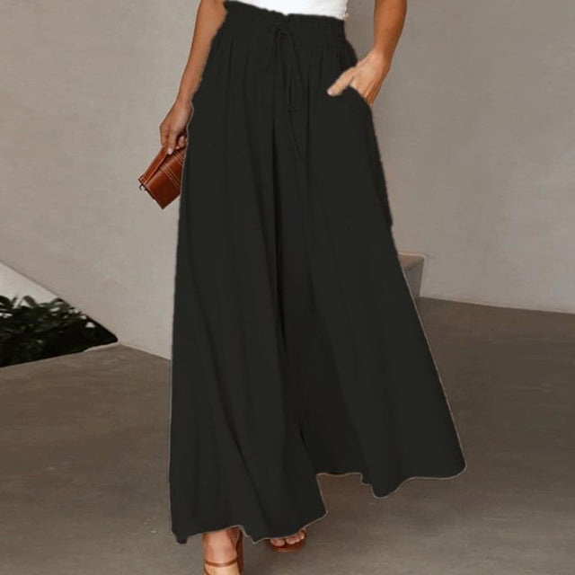 Lyra | Femmes Larges-Jambe Lin Pantalon