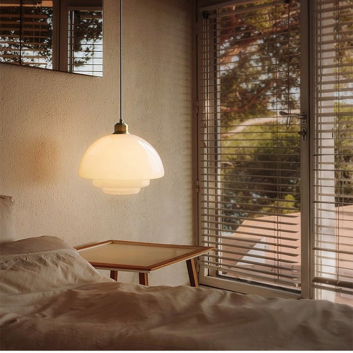Yandir | Lampe Suspendue à Abat-jour Blanc Lait Pour Intérieurs Rétro et Modernes