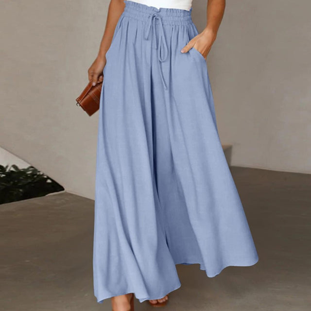 Lyra | Femmes Larges-Jambe Lin Pantalon