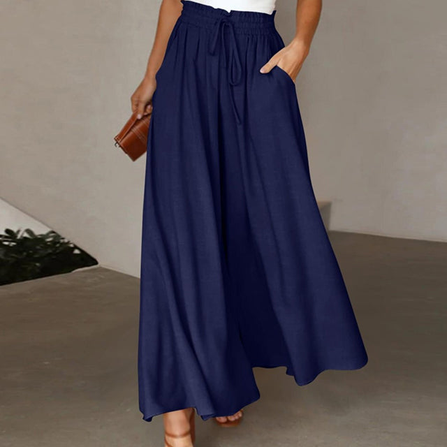 Lyra | Femmes Larges-Jambe Lin Pantalon
