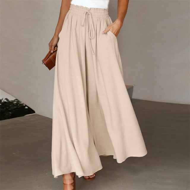 Lyra | Femmes Larges-Jambe Lin Pantalon