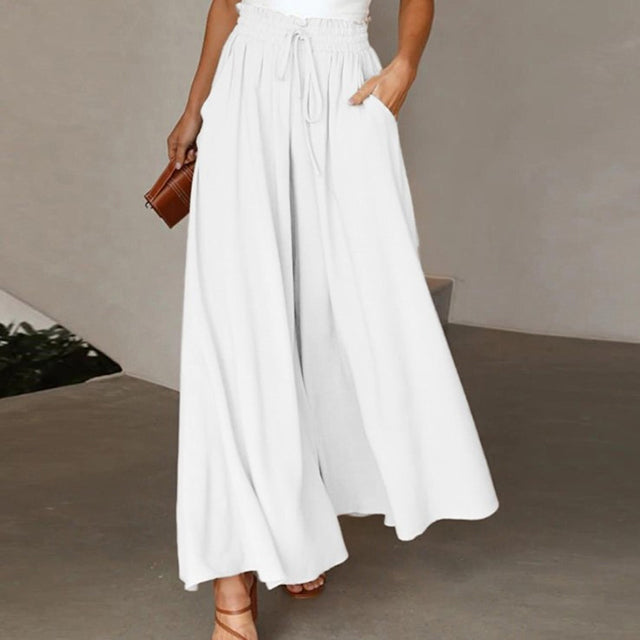 Lyra | Femmes Larges-Jambe Lin Pantalon