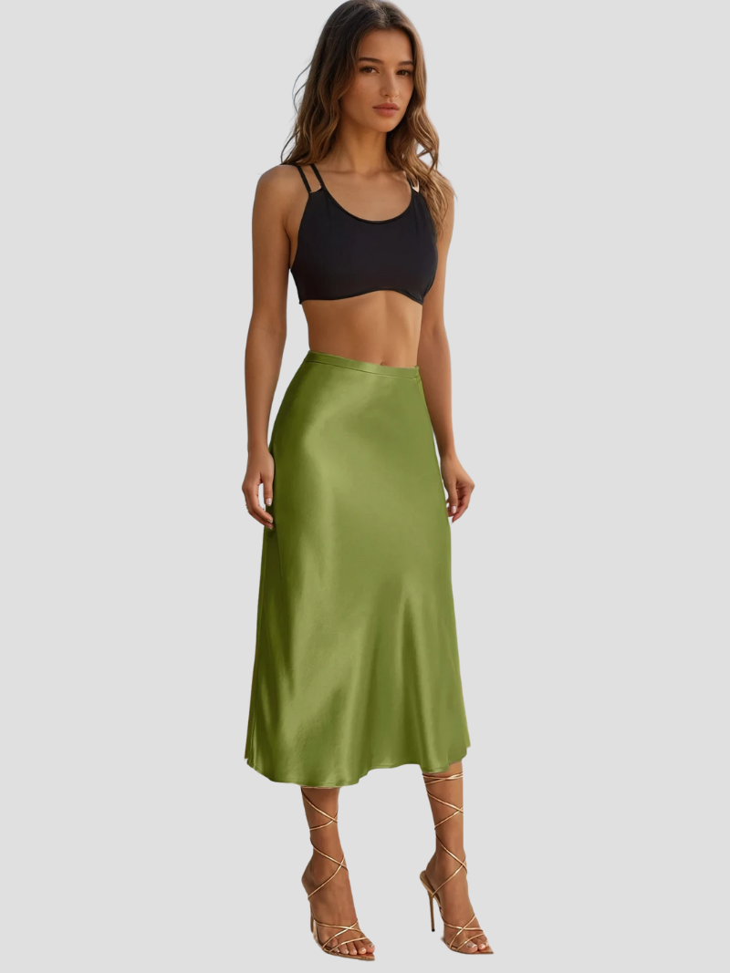 Zariah | Jupe Midi élégante en satin Pour Femmes