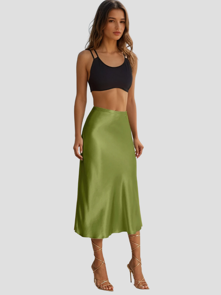 Zariah | Jupe Midi élégante en satin Pour Femmes