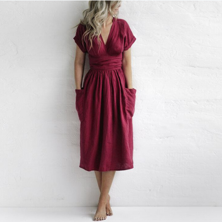 Talyra | Robe Décontractée à Col en V Pour Femmes