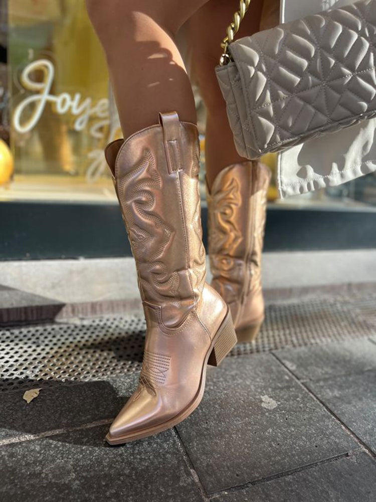 Delina | Bottes de Cowboy Métallisées Pour Femmes