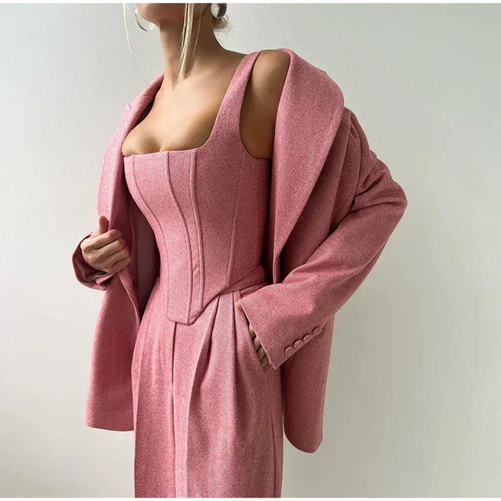 Oliana | Élégant Femmes 3-Pièce Costume Satz – Blazer, Pantalon, Et Longues-Manchon Veste
