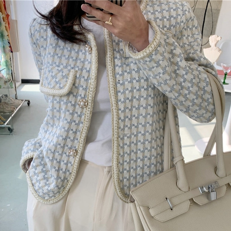 Klavdia | Manteau Court à Carreaux pour Femmes