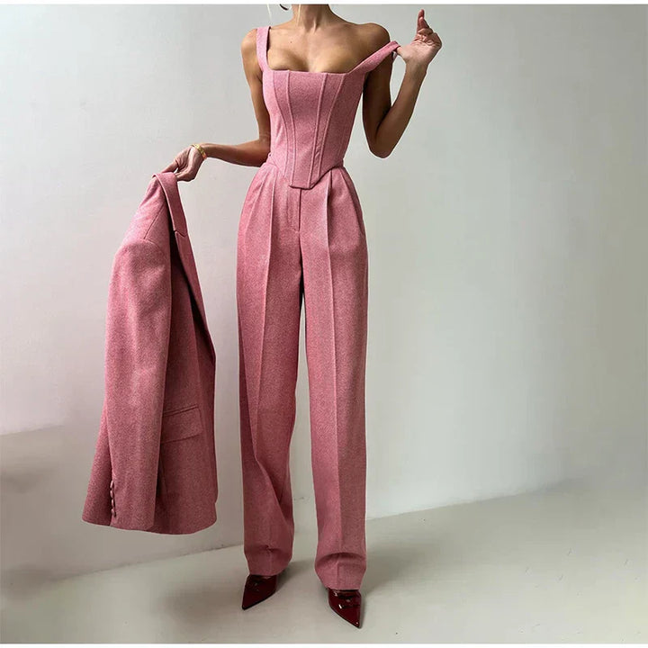 Oliana | Élégant Femmes 3-Pièce Costume Satz – Blazer, Pantalon, Et Longues-Manchon Veste