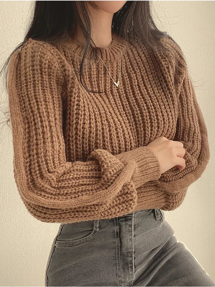 Gudula | Pull Noir Surdimensionné pour Femme avec Manches Lanternes