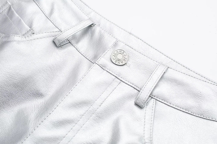 Miren | Pantalon Stylée Argent Métallisé Pour Femme