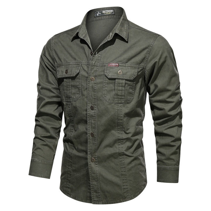 Fyran | Hommes Coton Chemise Avec Longue Manches Et Coffre Poches