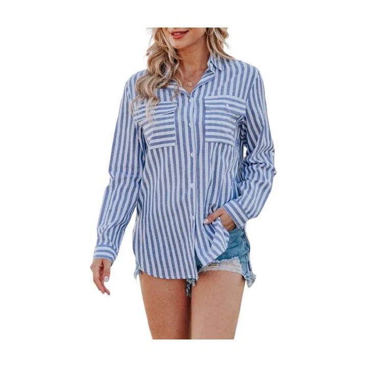 Feliciana | Chemise Femme à Rayures en Coton avec Lien Sur le Devant