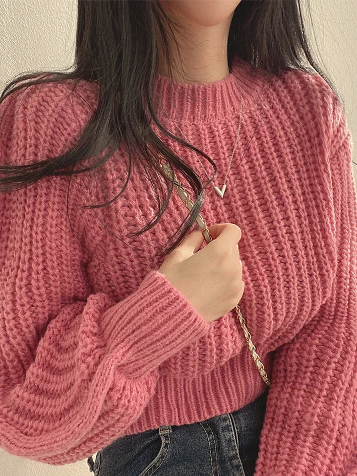 Gudula | Pull Noir Surdimensionné pour Femme avec Manches Lanternes