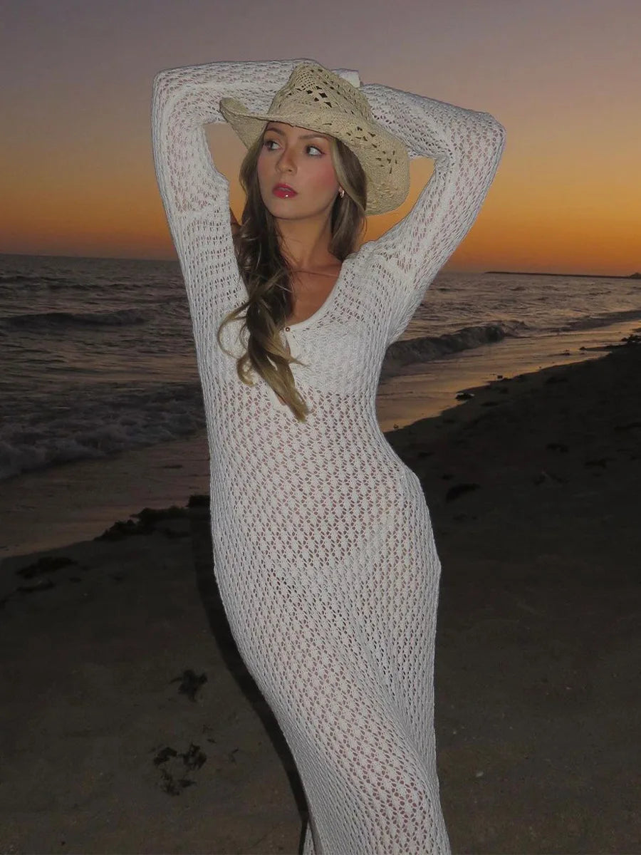 Fidelia | Longue Dentelle Robe Avec Large Manches