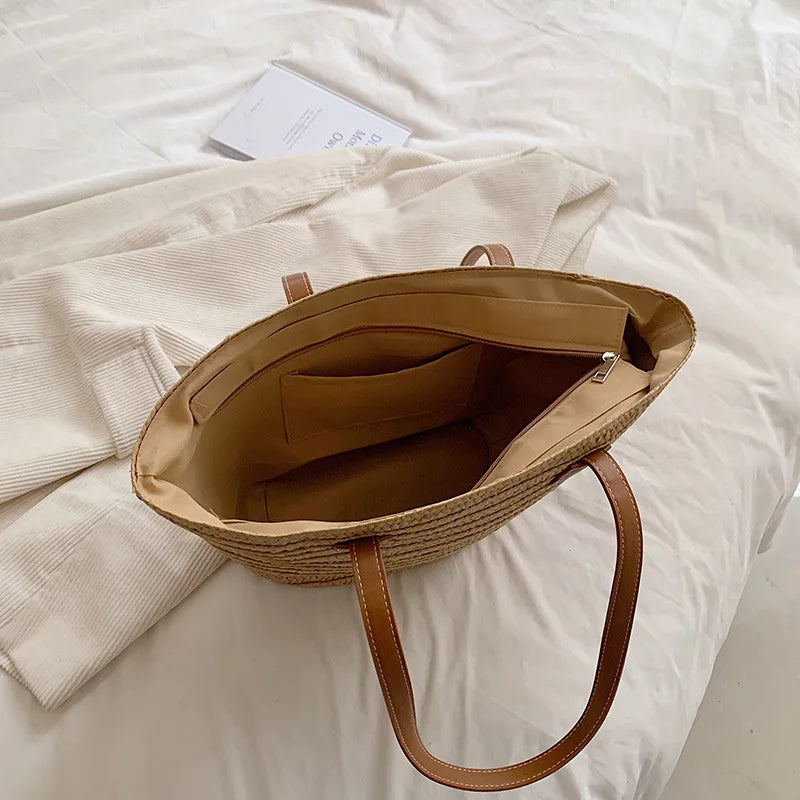 Marais | Sac à Provisions en Paille Tissée Pour Femme