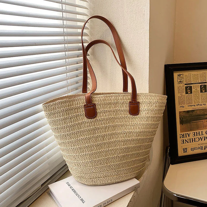 Marais | Sac à Provisions en Paille Tissée Pour Femme