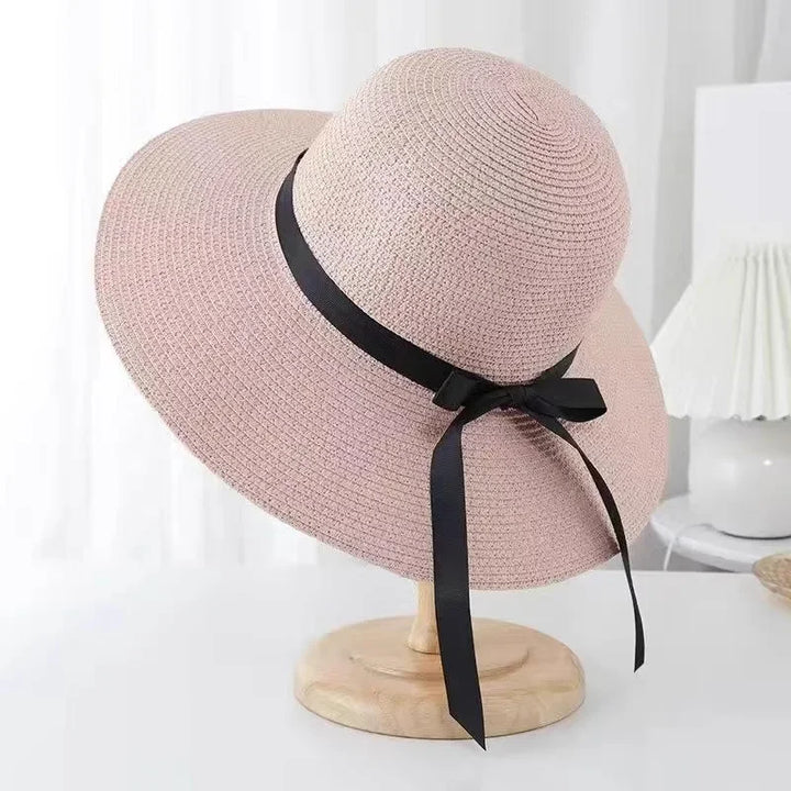 Palene | Chapeau de Paille Pliable avec Noeud Noir Pour Femme