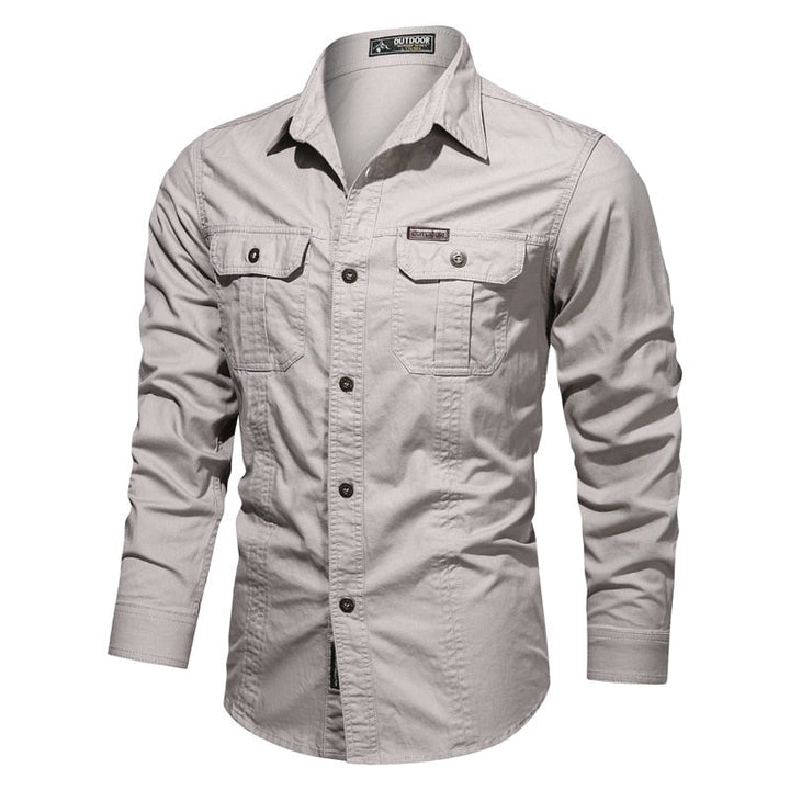 Fyran | Hommes Coton Chemise Avec Longue Manches Et Coffre Poches
