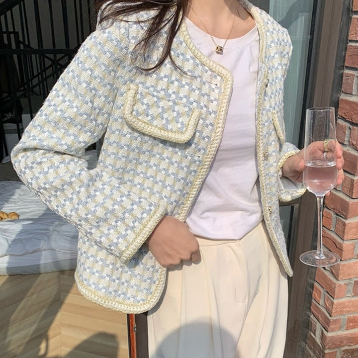 Klavdia | Manteau Court à Carreaux pour Femmes