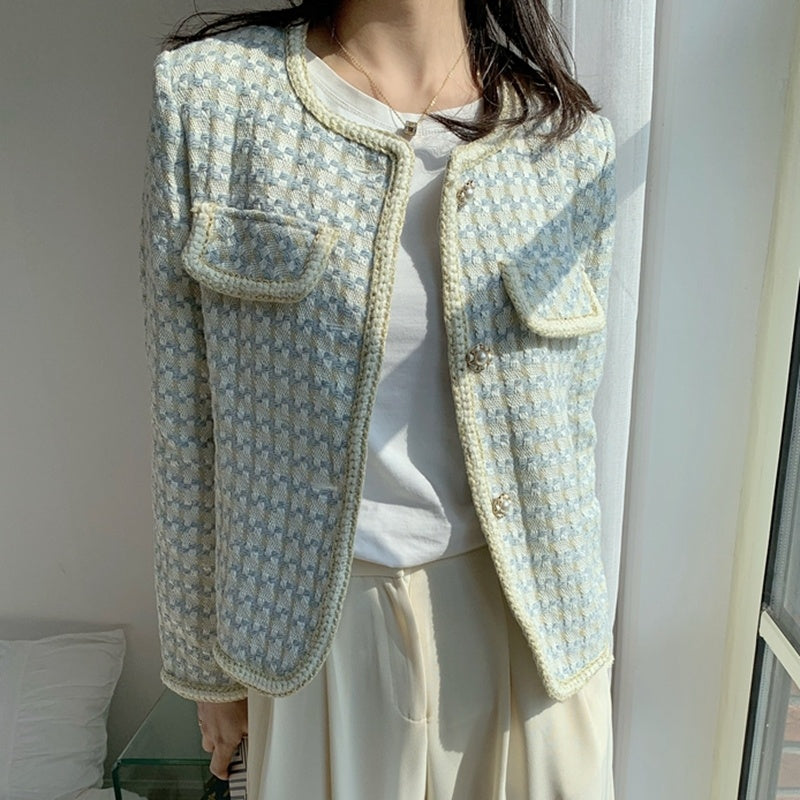 Klavdia | Manteau Court à Carreaux pour Femmes