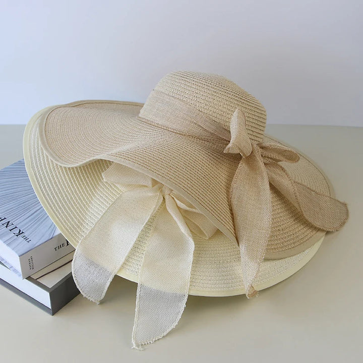 Malira | Chapeau Panama en Paille à Large Bord Pour Femme avec Nœud Papillon élégant