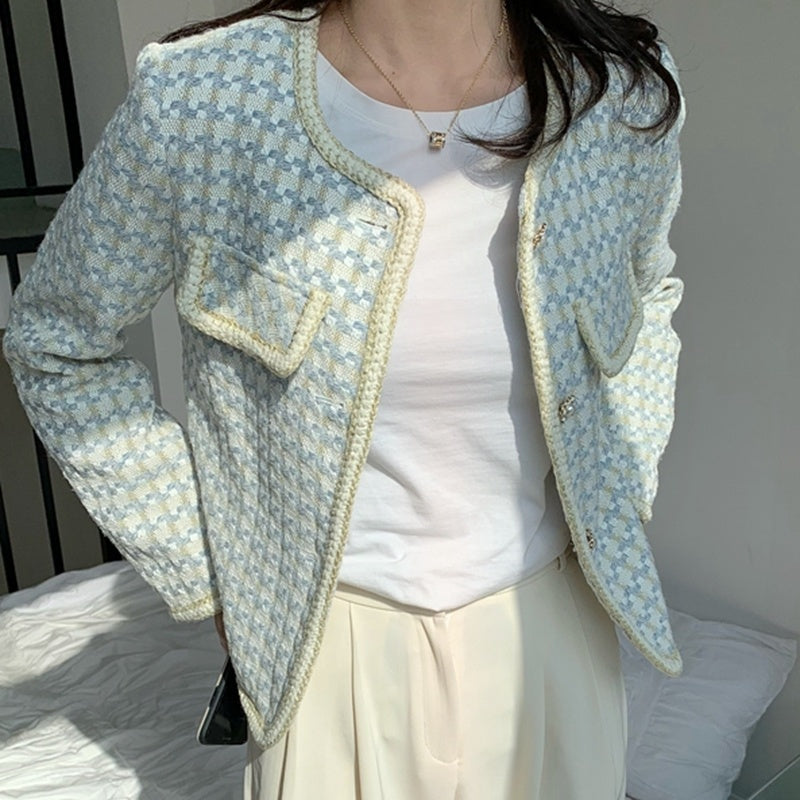 Klavdia | Manteau Court à Carreaux pour Femmes