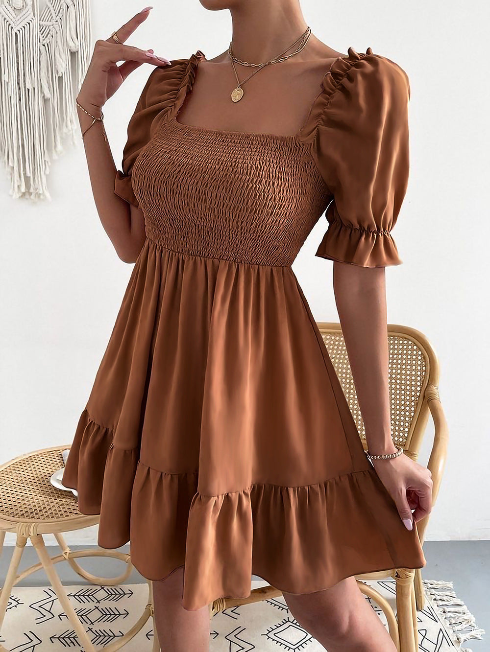 Caelan | Femmes Robe D'été à Manches Bouffantes