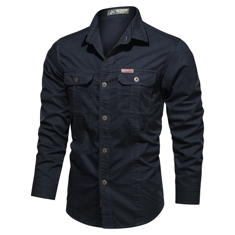 Fyran | Hommes Coton Chemise Avec Longue Manches Et Coffre Poches