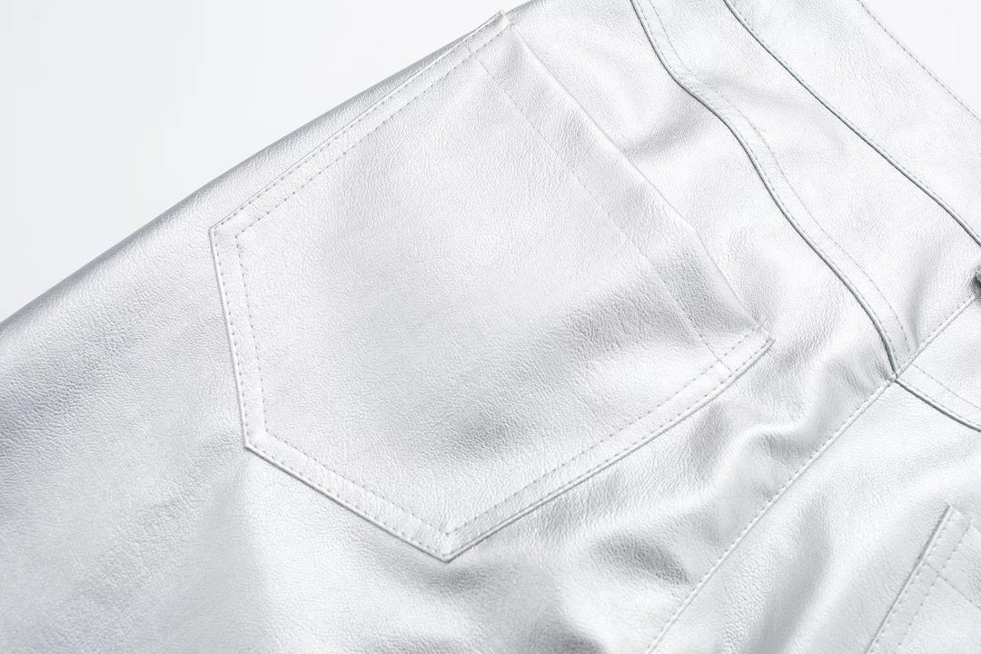 Miren | Pantalon Stylée Argent Métallisé Pour Femme