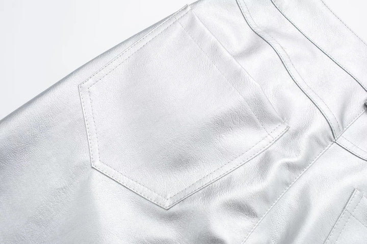Miren | Pantalon Stylée Argent Métallisé Pour Femme