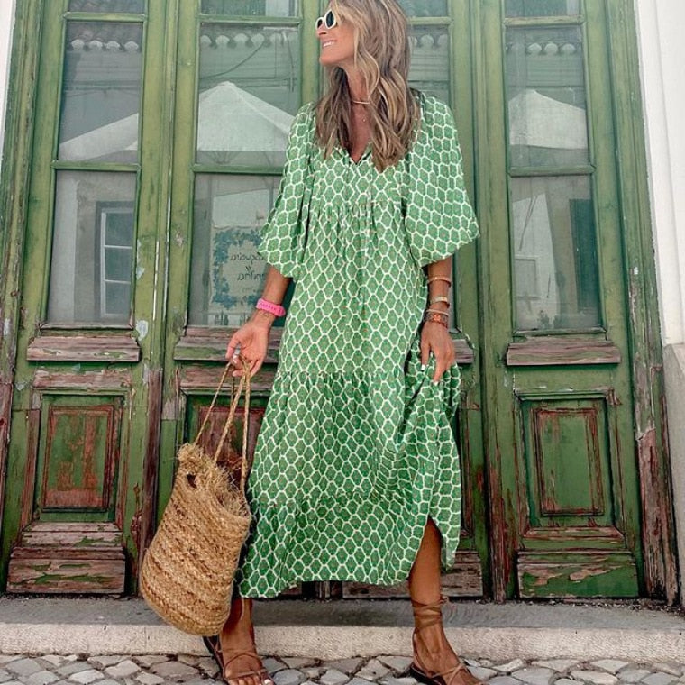 Giulietta | Asymétrique V-Col Robe Avec Géométrique Modèle