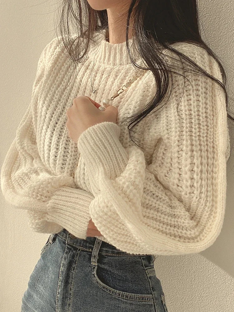 Gudula | Pull Noir Surdimensionné pour Femme avec Manches Lanternes