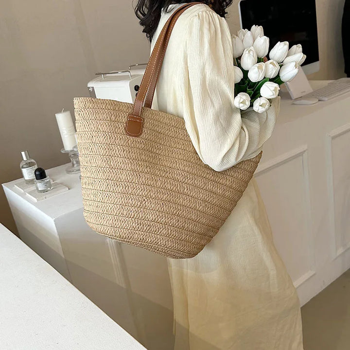 Marais | Sac à Provisions en Paille Tissée Pour Femme