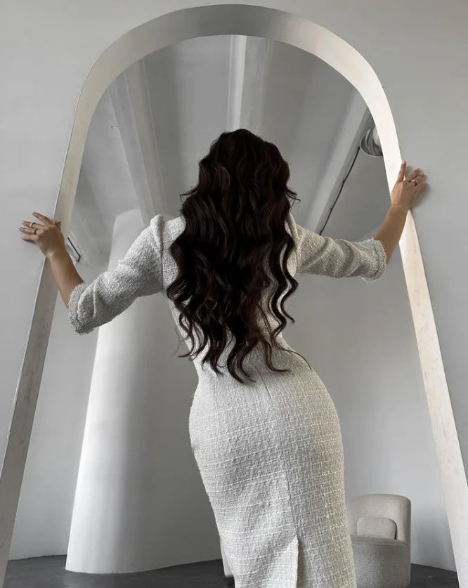 Nora | Robe en Tweed Texturé Chic