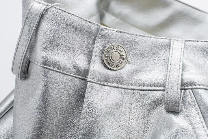 Miren | Pantalon Stylée Argent Métallisé Pour Femme